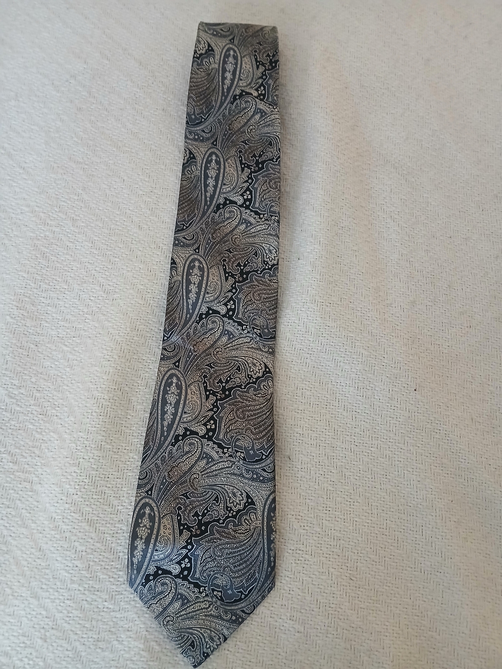 Pronto Uomo Paisley Silk Tie in Gray and Black